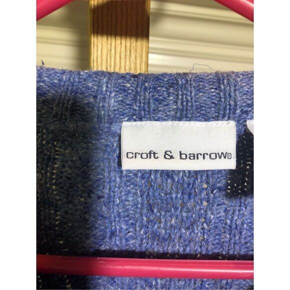 Croft & Barrow Women’s Periwinkle Blue Sweater Zip Up Jacket Size L - Picture 4 of 6